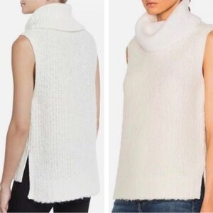 Rag & Bone Adele Turtle Neck Wool Blend Ivory Hi-low Sleeveless Sweater size XS